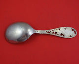 Frederik Fabritius Danish Sterling Silver Berry Spoon Wide Fish Lily Pads 9 3/8"