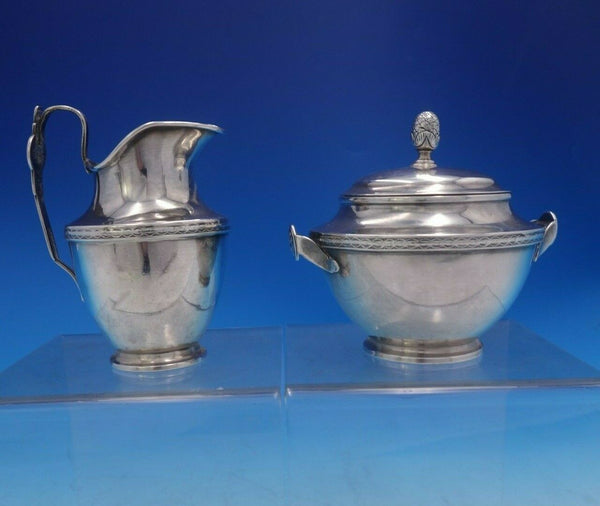 Medallion by Newell Harding and Co Coin Silver Sugar and Creamer Set 2pc (#4017)