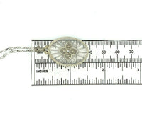 14k Gold Art Deco Genuine Natural Rock Crystal Quartz Filigree Necklace (#J5365)