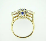 14K Yellow Gold Genuine Natural Tanzanite and Pink Sapphire Ring (#J1841)