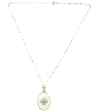 14k Gold Art Deco Genuine Natural Rock Crystal Quartz Filigree Necklace (#J5365)