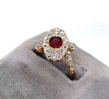 14k Yellow Gold GIA .71ct Genuine Natural Ruby and Diamond Ring Antique (#J6153)