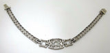 Art Deco Platinum Genuine Natural Diamond Bracelet with Emeralds (#J3489)