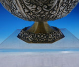 Colonial India Silver Bowl on Pedestal Base Vermeil w/Faces Fruit Flowers #3871
