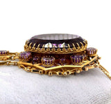Large 37 Carat Victorian 14k Gold Genuine Natural Amethyst Pin Pendant (#J5477)