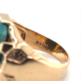 10k Yellow Gold Vintage 5.83ct Genuine Natural Turquoise Men's Ring (#J6135)