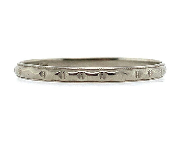 10k White Gold Wedding Band Ring Jewelry with Beaded Design Size 8.5 (#J5906)