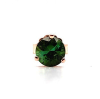 14k Rose Gold Green Genuine Natural Tourmaline Stud Earrings (#J5657)