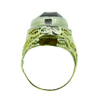 Art Deco 14k Gold Huge Genuine Natural Garnet Filigree Ring (#J651)