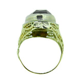 Art Deco 14k Gold Huge Genuine Natural Garnet Filigree Ring (#J651)