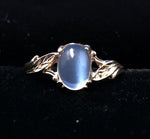 10k Yellow Gold Genuine Natural Moonstone Ring with Leaf Design (#J5607)