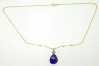 14K Large 7.70ct Genuine Natural Black Opal Pendant with Tanzanite (#J3350)