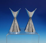 Sven Toxvaerd Danish Sterling Silver Candlestick Pair 3 3/4" x 2" Modern (#4799)