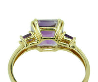 14k Yellow Gold Asscher Cut Genuine Natural Amethyst Ring w/ Baguettes (#J4641)