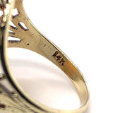 Genuine Natural Shell Cameo Ring with Bezel Diamond Accent Jewelry (#J5556)