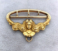 14k Yellow Gold Art Nouveau Figural Woman Buckle (#J5479)