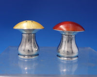 Mushroom by Ela Danish Sterling Silver Enamel Salt Pepper Shaker Set 2pc (#7234)