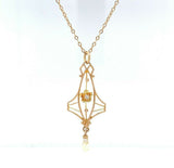 10k Yellow Gold Victorian Diamond Pendant Lavaliere (#J5460)