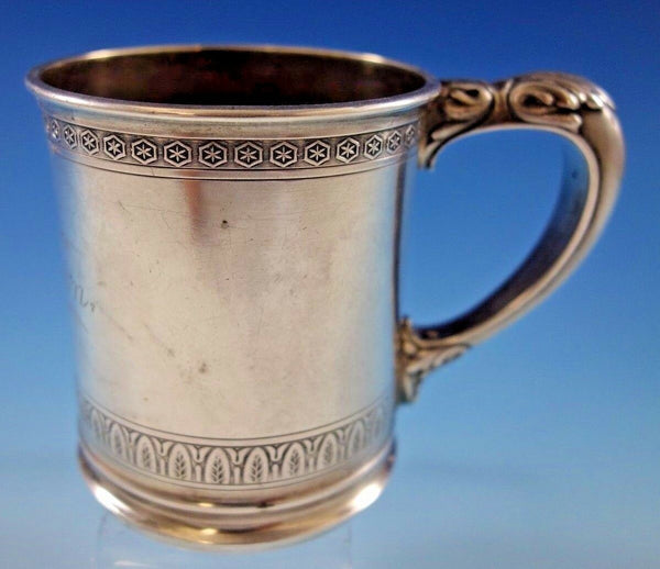 Whiting Sterling Silver Baby Child's Cup Mug with Leaf and Star Border #328