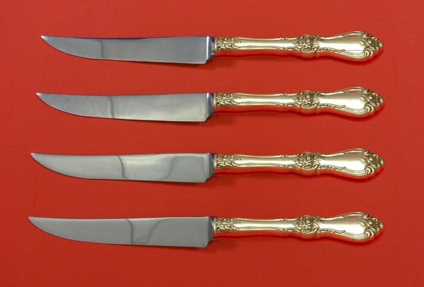 Royal Rose by Wallace Sterling Silver Steak Knife Set 4pc HHWS  Custom 8 1/2"