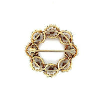 14k Yellow Gold Antique Montana Sapphire and Pearl Circle Pin (#J5468)