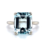 5.46ct Emerald Cut Genuine Natural Aquamarine 14k White Gold Ring (#J5790)