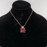 14k Rose Gold 3.83 Carat Cushion Genuine Natural Garnet Pendant (#J5578)