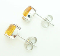 14K Gold Cushion Cut 1.84ct Genuine Natural Citrine Earrings (#J2400)