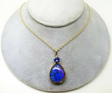 14K Large 7.70ct Genuine Natural Black Opal Pendant with Tanzanite (#J3350)