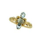 10k Yellow Gold Victorian Genuine Natural Aquamarine and Moonstone Ring (#J4649)