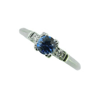 Platinum .49ct Blue Genuine Natural Sapphire and Diamond Ring (#J4580)