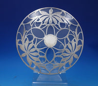 Glass Trivet Plate with Sterling Silver Overlay 9 7/8" in Diameter (#6815-2)