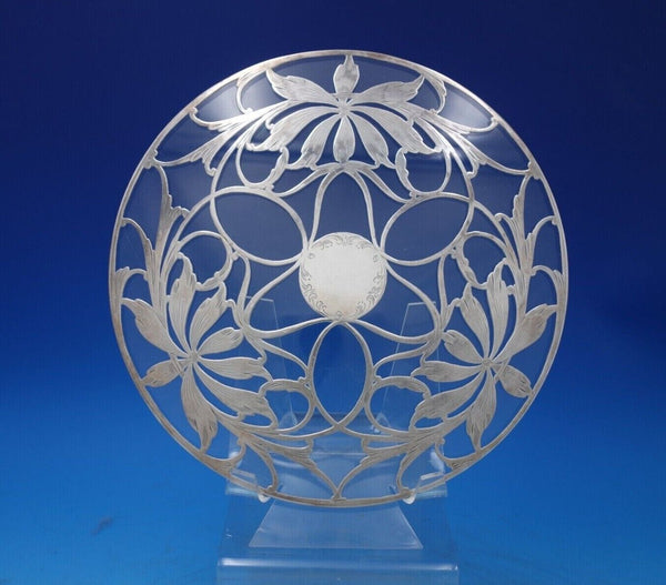 Glass Trivet Plate with Sterling Silver Overlay 9 7/8" in Diameter (#6815-2)