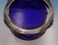 Wilcox Sterling Silver Salt Cellar Master Swags Ribbon Cobalt Glass 7228 (#6941)