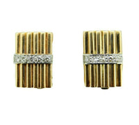 14k Yellow Gold Genuine Natural Diamond Bar Earrings (#J4759)