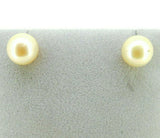 14k Yellow Gold 9mm Peach Freshwater Pearl Post Stud Earrings (#J4565)