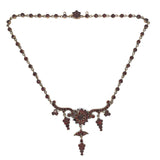 Genuine Natural Bohemian Garnet Necklace Three Drops Victorian 15" (#J6092)
