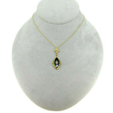 14k Yellow Gold Genuine Natural Onyx and Diamond Flower Pendant (#J4680)