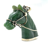 Sterling Carved Nephrite Jade Horse Pendant (#J5485)