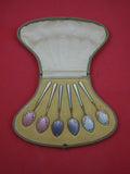 Norwegian Sterling Silver Demitasse Spoon set of 6 vermeil in fitted box 3 7/8"