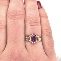 10k Yellow Gold 1.26ct Grape Genuine Natural Garnet Ring Size 5.25 (#J6143)