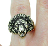 10k Yellow Gold Vintage Men's Genuine Natural Diamond Lion Ring (#J4655)