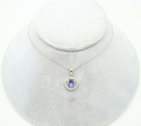 14K Gold .71ct Round Genuine Natural Tanzanite Pendant with Diamonds (#J2530)