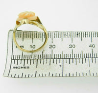 14k Yellow Gold Art Nouveau Genuine Natural Coral Cameo Ring (#J4550)