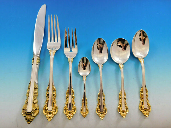 Medici Golden by Gorham Sterling Silver Flatware Set 8 Service 63 pieces Dinner