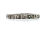 18k White Gold Wedding Band Ring w/Diamonds Engraved Dated 1932 Size 7.75 #J5907