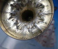 English Victorian Sterling Silver Chamber Stick Pair with Seashells (#5598)