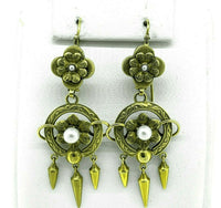14k Victorian Pearl Dangle Drop Earrings (#J4780)