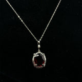 10k Gold Vintage 4.66 Carat Genuine Natural Garnet Pendant with Diamond (#J5577)