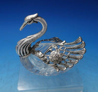 German Sterling Silver Crystal Sugar Basket Swan Form with Movable Wings (#6474)